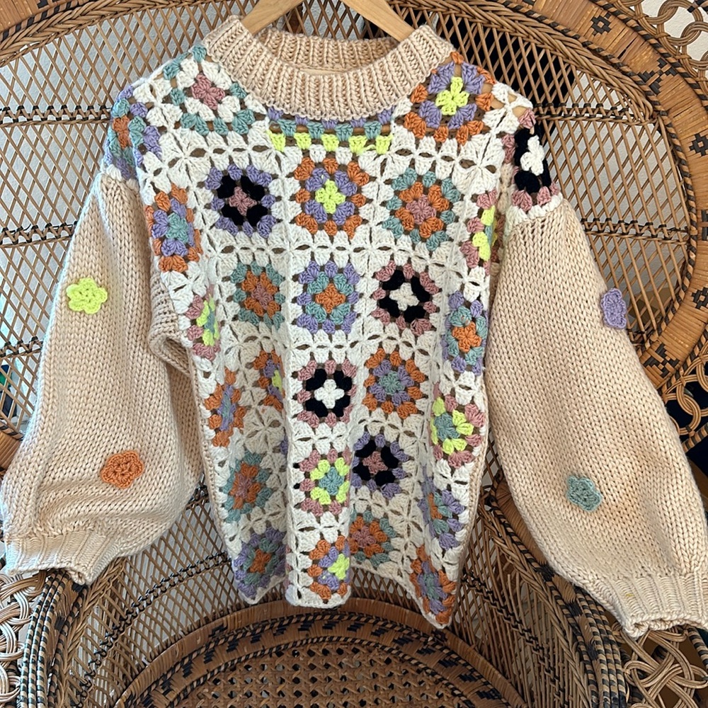 Three Bird Nest Crochet Sweater